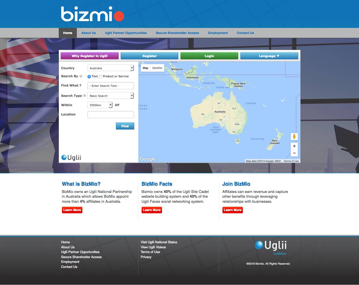 Bizmio.com homepage