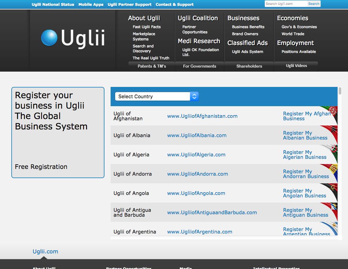 Uglii.com homepage