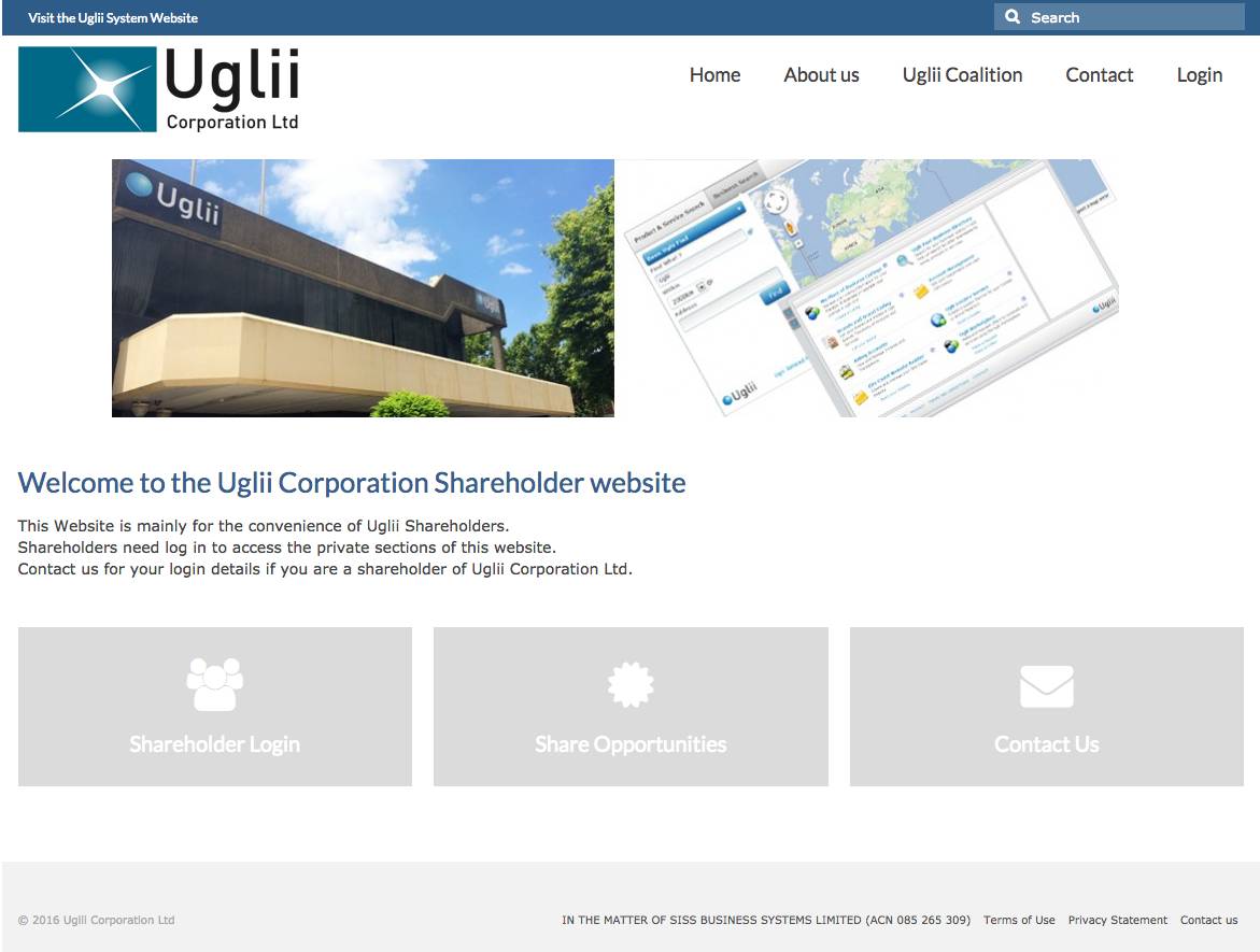 Ugliiltd.com homepage